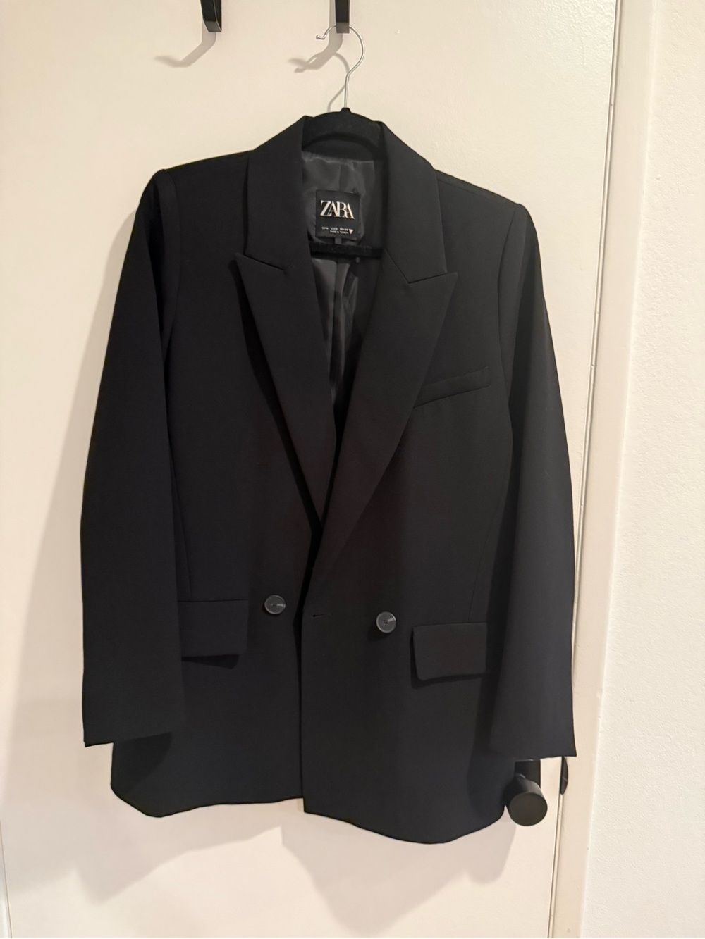 Zara Black Double-Breasted Oversized Blazer